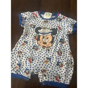 Vintage Disney baby romper 12M nautical cruise sailor front pocket